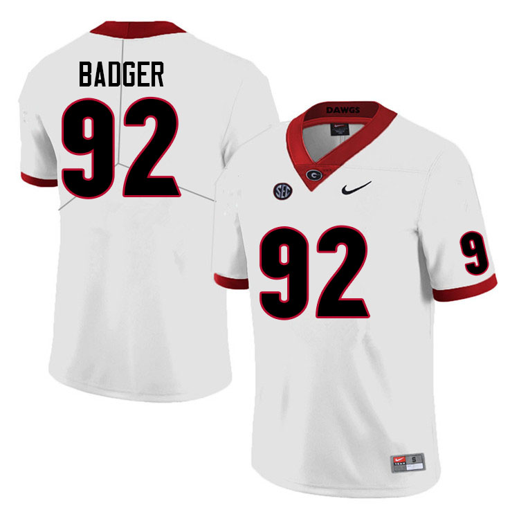 Men #92 Liam Badger Georgia Bulldogs College Football Jerseys Sale-White Anniversary